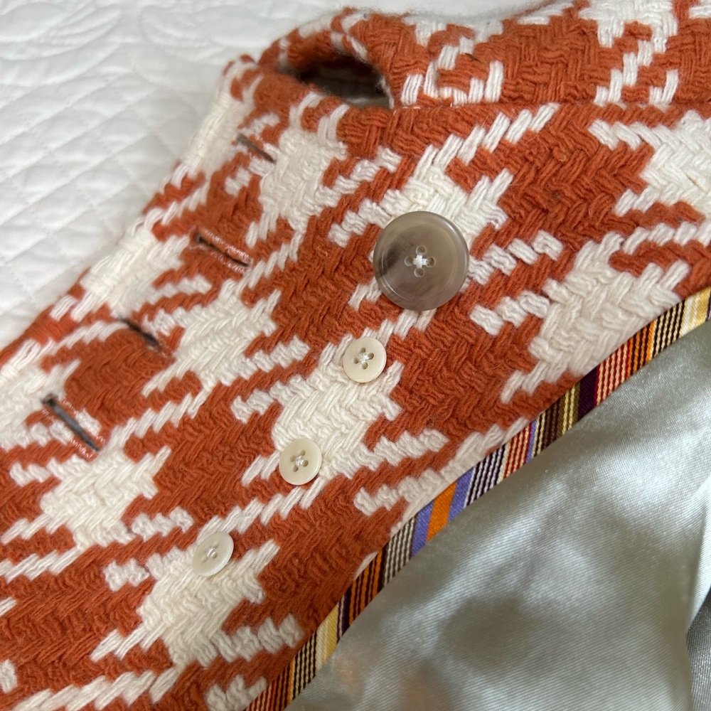 J.Crew Italian Houndstooth Greta Coat Orange & White Women’s Size Regularly $375 - Picture 14 of 14